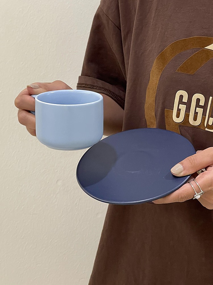 中國風復古簡約氛圍感咖啡杯碟陶瓷馬克杯ins下午茶拿鐵杯