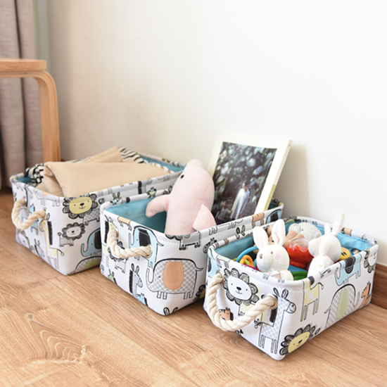 北歐風卡通帆布摺疊收納箱 兒童玩具零食多用途儲物盒