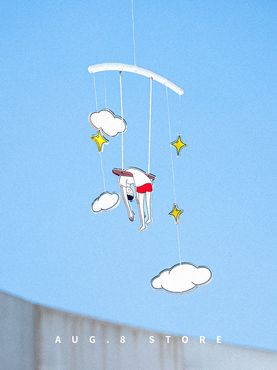 簡約現代風格原創設計鞦韆少年空中吊飾動態空中平衡設計師家居裝飾