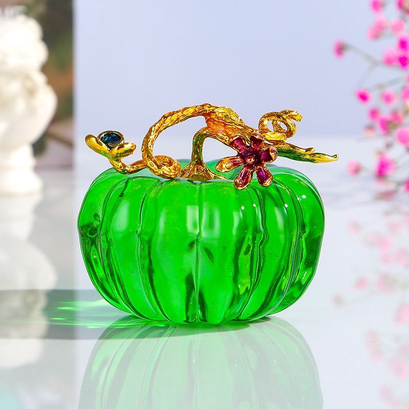新中式創意人造水晶南瓜擺件 客廳拍照道具禮盒裝