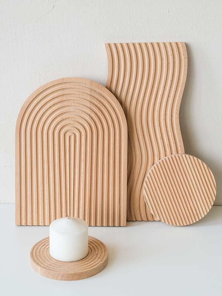 北歐風實木櫸木託盤 手刻水波紋 餐託盤 餐具木質麵包板 拍照道具
