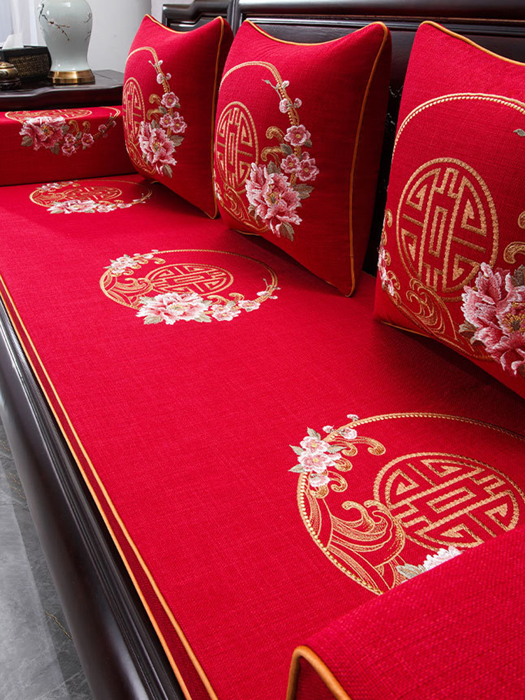 新中式紅木風格 沙發墊四季通用 坐墊實木羅漢床套罩 高密度海綿椰棕乳膠填充 (1.5折)