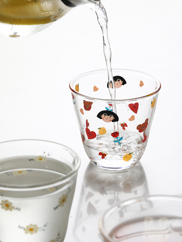 清新北歐風格高硼硅玻璃杯可愛印花迷你杯日常送禮最佳選擇