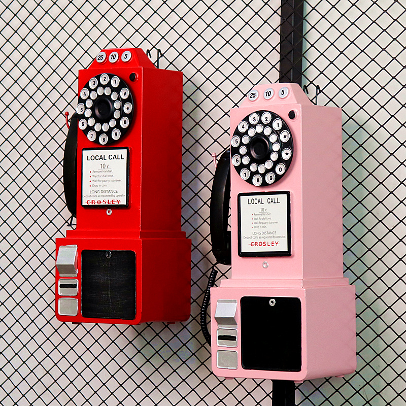 歐式復古電話機裝飾牆面掛件裝飾奶茶店酒吧餐廳牆面