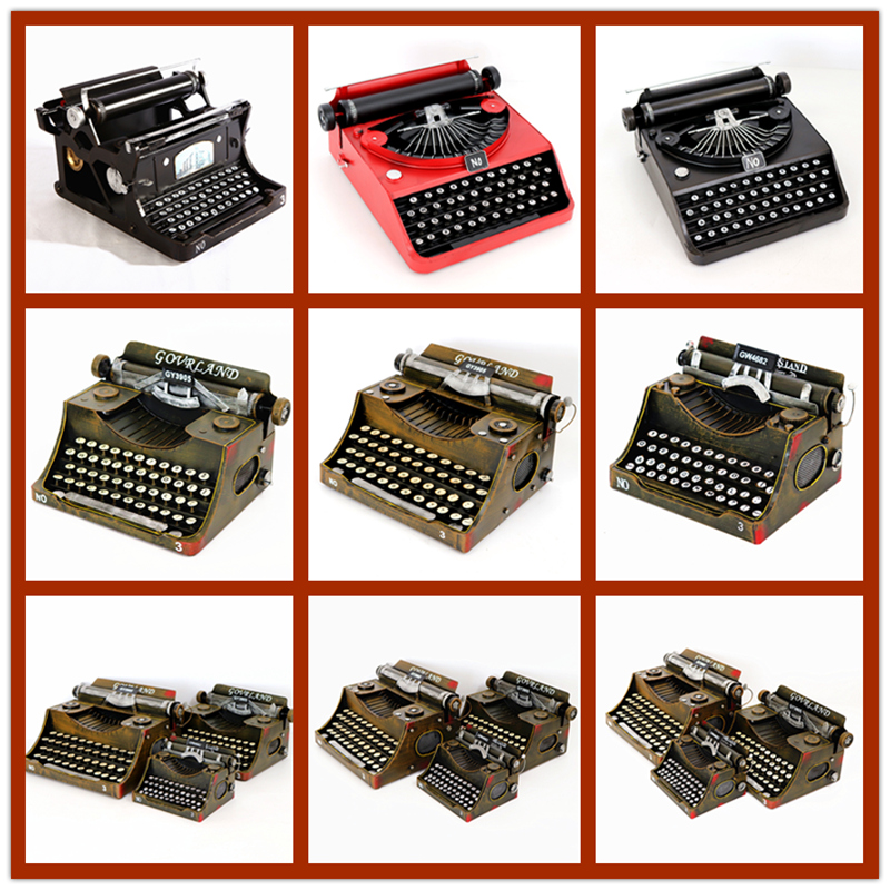 仿古鐵藝打字機模型擺件 美式懷舊風格書房裝飾品 (5.2折)