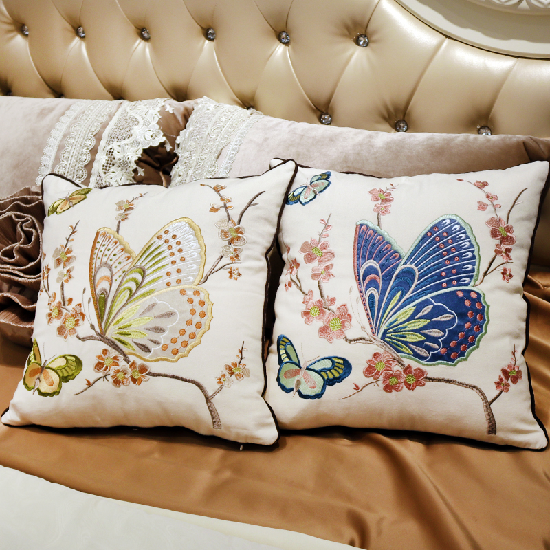 清新雅緻歐式刺繡抱枕棉麻材質舒適透氣臥室裝飾好幫手