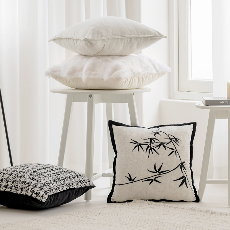千鳥格花卉沙發抱枕套新中式現代簡約時尚靠墊套
