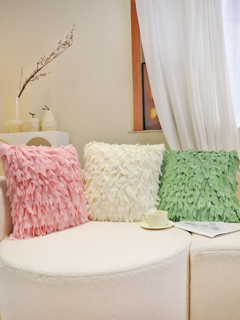 歐根紗圓形靠枕套 北歐風純色靠墊套 含芯羽絲棉枕芯沙發客廳軟裝