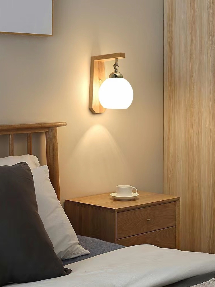 日式牆壁燈led創意實木北歐簡約原木過道臥室房間客厛小牀頭燈具