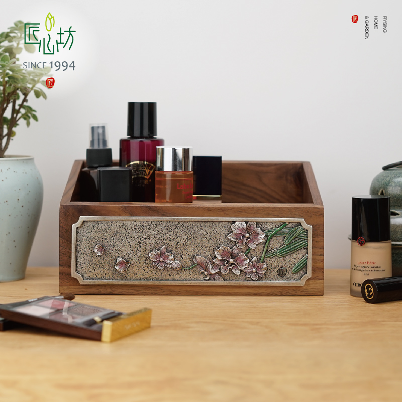 匠心坊實木化妝品收納盒 新中式風格 裝飾臥室桌面