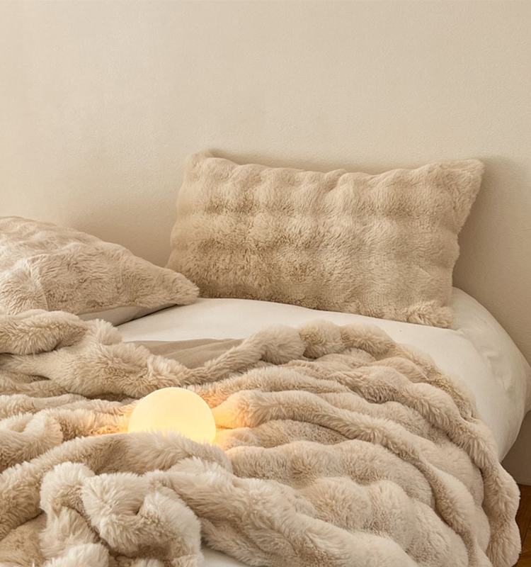 兔毛絨毛毯 簡約現代保暖適用秋冬季 加厚沙發蓋毯牛奶絨珊瑚絨午睡毯