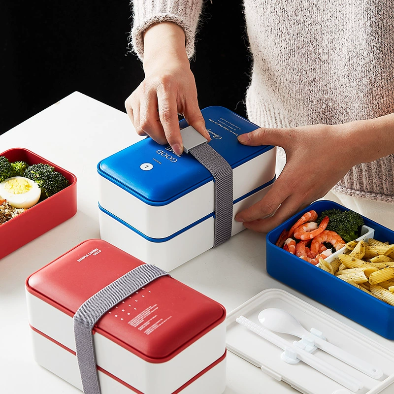 時尚日式ins便當盒雙層減脂餐盒帶餐具微波爐健身餐盒