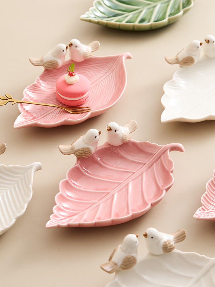 精緻陶瓷點心盤 日式小清新風格 創意可愛糕點盤 客廳家用收納擺盤