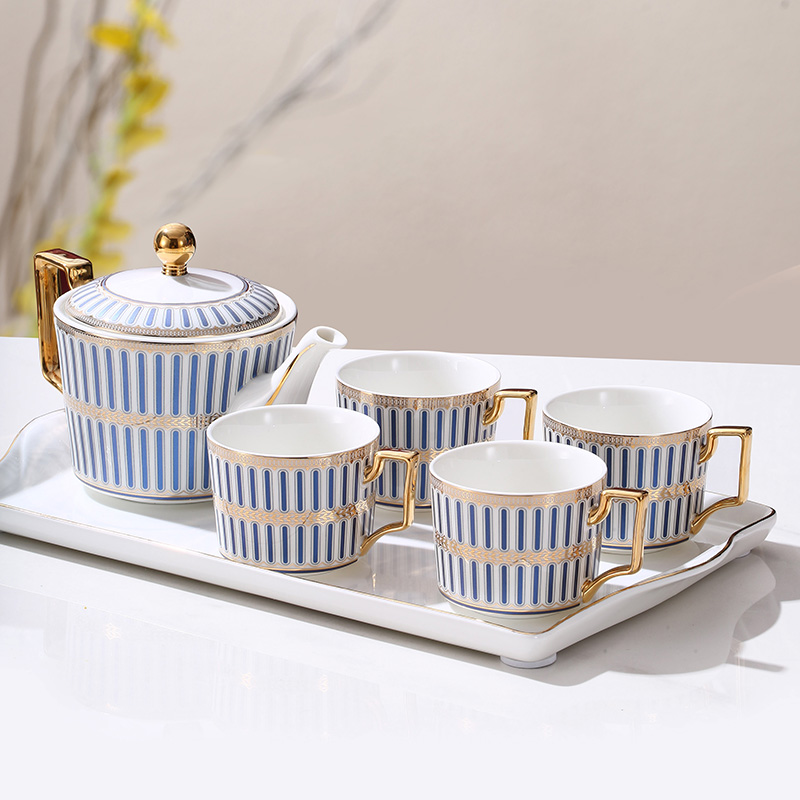 英式整套茶具套裝家用創意輕奢下午花茶盃冷熱水壺咖啡盃具帶托磐