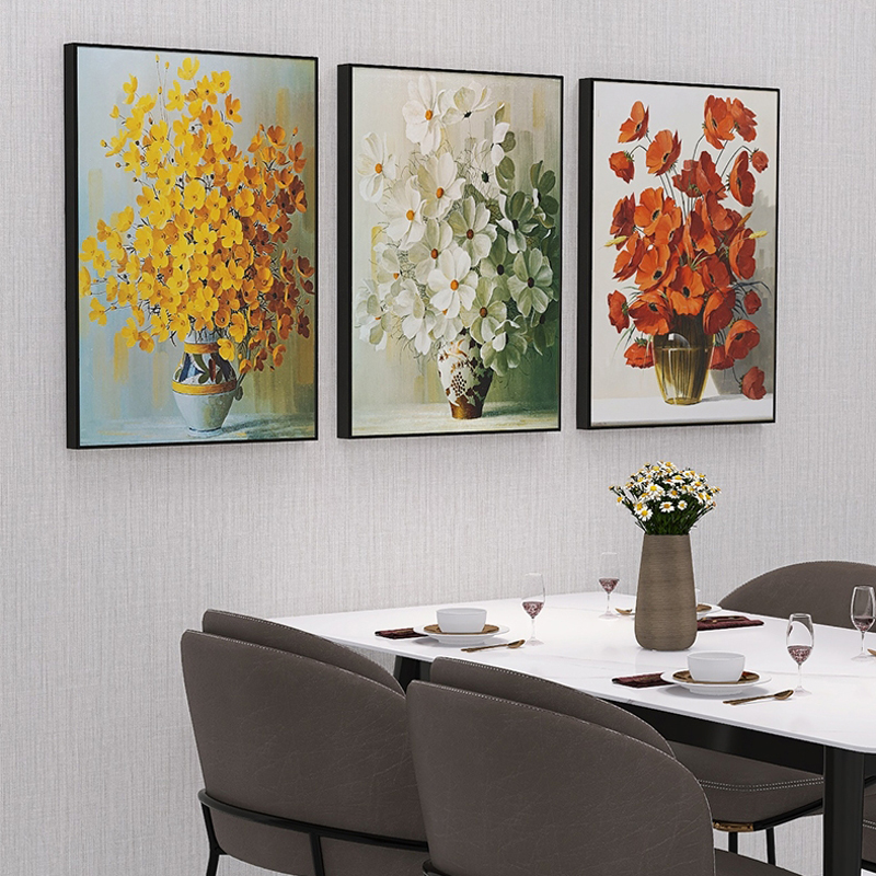北歐風客廳沙發背景牆三聯裝飾畫芯現代花卉臥室玄關掛畫畫心