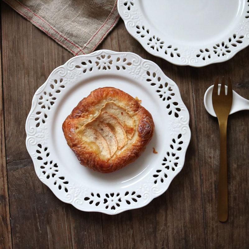 復古法式陶瓷鏤空花邊餐盤甜品盤 下午茶餐盤