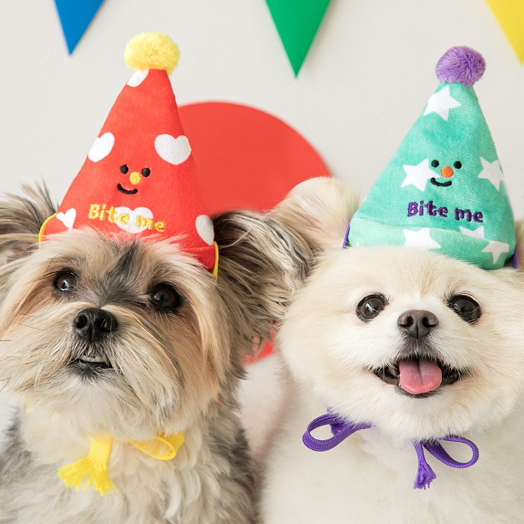 生日派對小物 狗狗造型毛絨發聲響紙帽 運動寵物出口用品