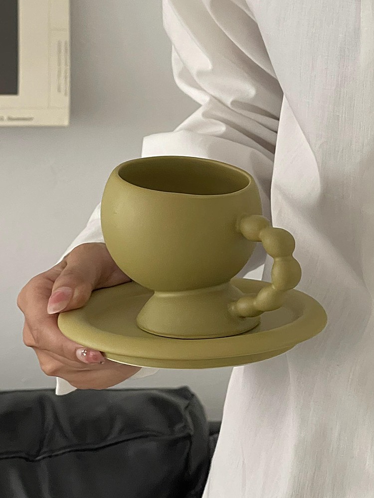 小眾北歐風馬卡龍色咖啡杯碟 純色ins風陶瓷下午茶馬克杯