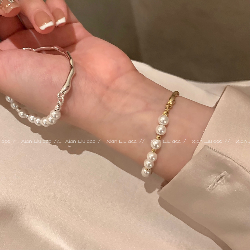 簡約時尚巴洛克珍珠拼接手鍊展現女性優雅氣質