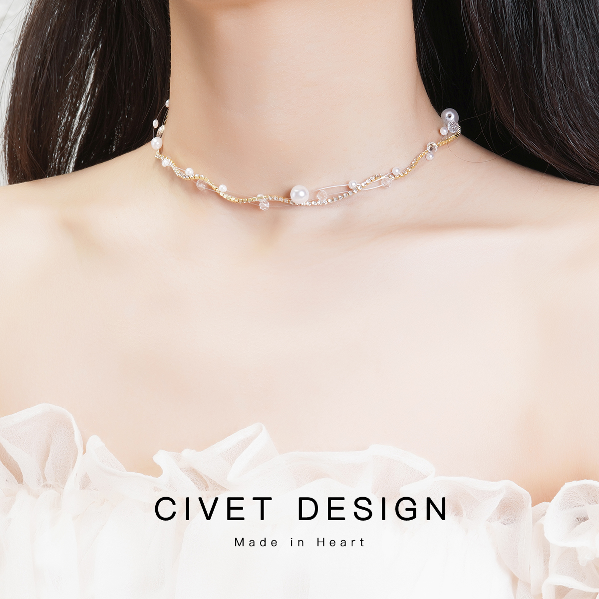 多層珍珠項鍊星光鋯石小眾日韓風格甜美少女仙氣