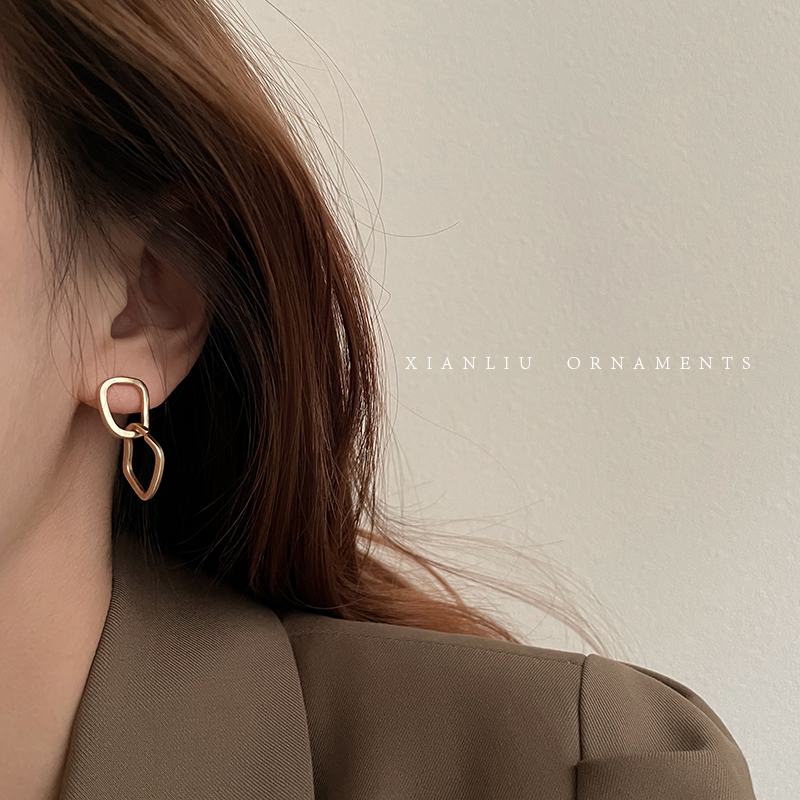 韓國金屬圓圈耳環女幾何 原創設計耳環