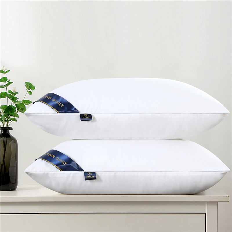 飯店精選羽絨睡覺枕頭單人羽絲絨護頸枕芯一對裝成人頸椎枕