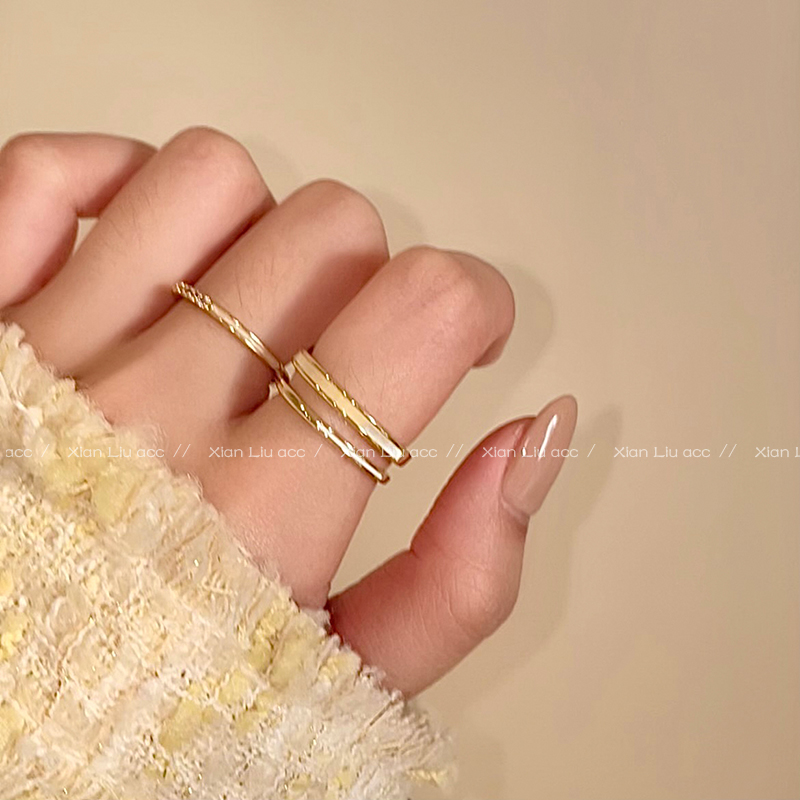 氣質簡約貝殼素圈指環 日韓風格女小眾設計鋯石素圈