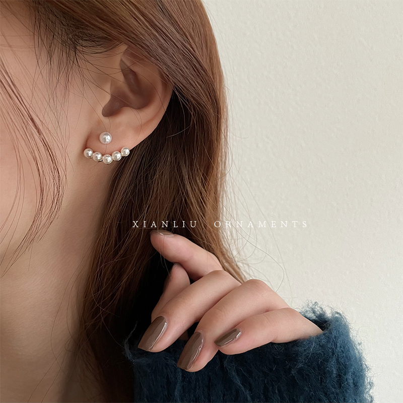 小眾設計感獨特時尚珍珠耳環 日韓風 alloy 合金鍍銀