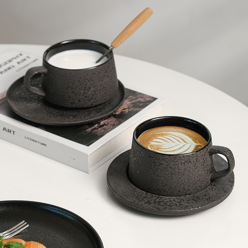 日式風格復古瓷製咖啡杯碟套裝 送瓷勺 茶具套裝