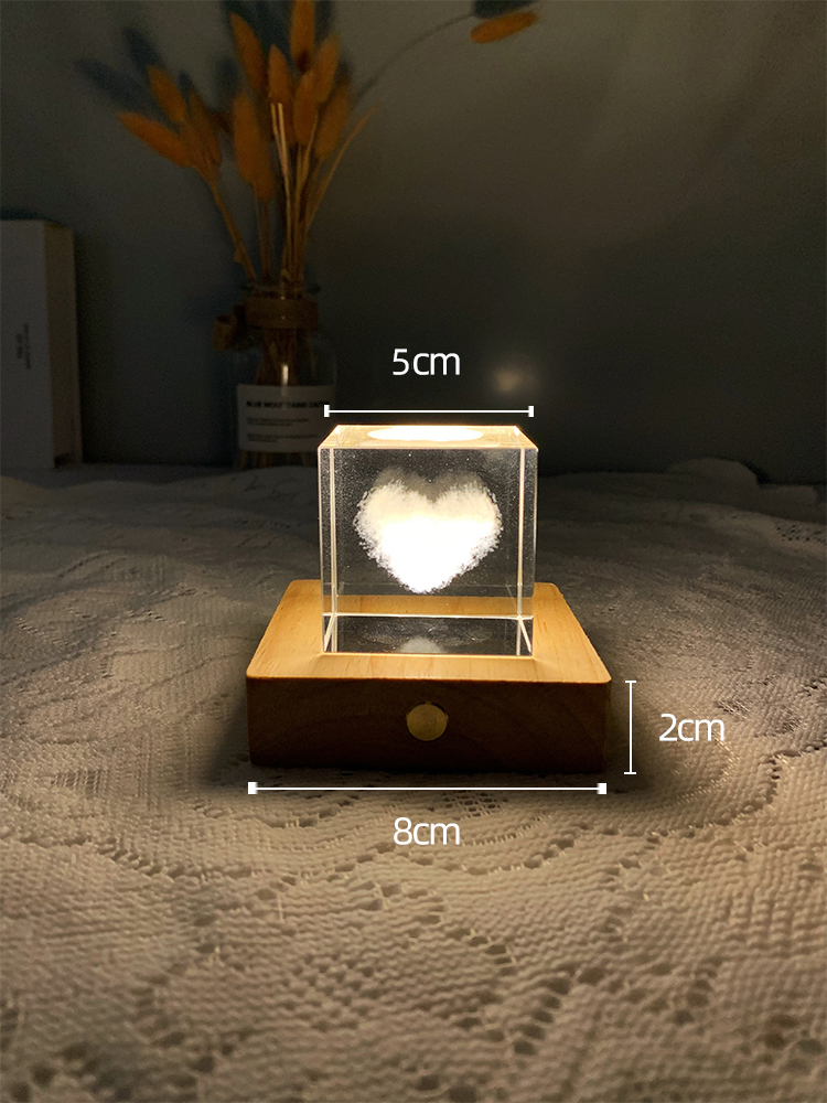 簡約現代風格水晶球造型臥室創意發光小夜燈裝飾氛圍燈桌面擺件情侶禮物