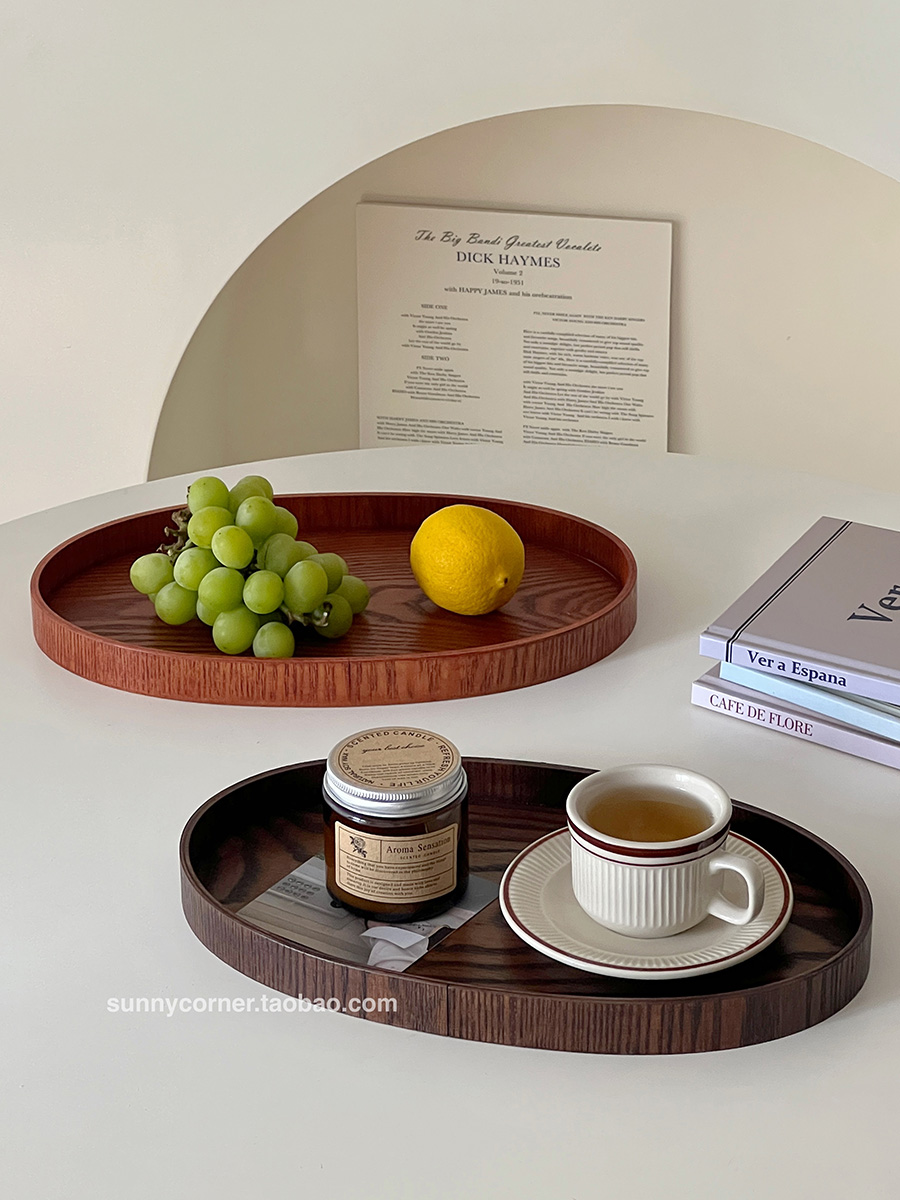 日系風格實木託盤 早餐盤家用客廳茶几水果盤收納