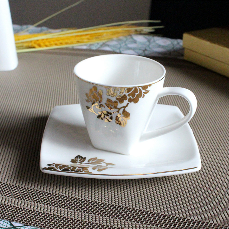 歐式風格陶瓷杯配碟組英式奶茶金玫瑰茶杯享受悠閒下午茶時光 (8.3折)
