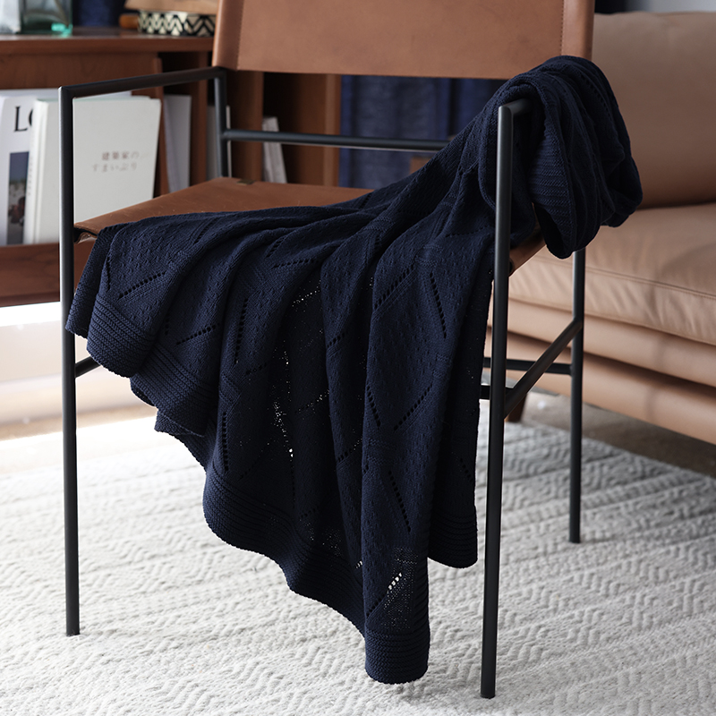 簡約舒適針織提花純棉絨毯 北歐風沙發休閒裝飾單人毯