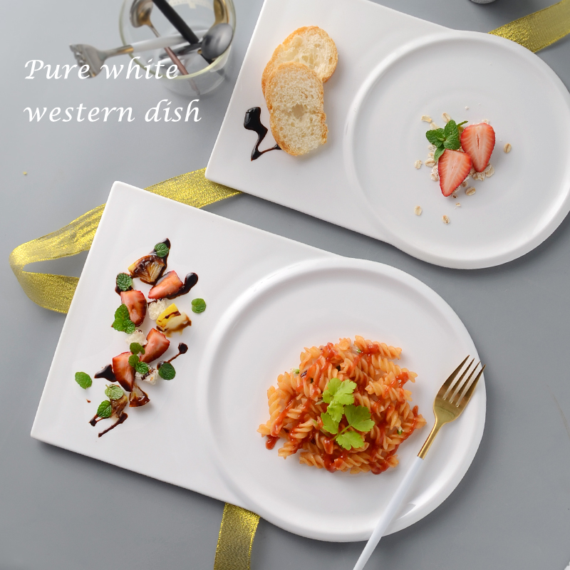 純白平盤創意西餐盤北歐風格高級感餐廳展示盤子