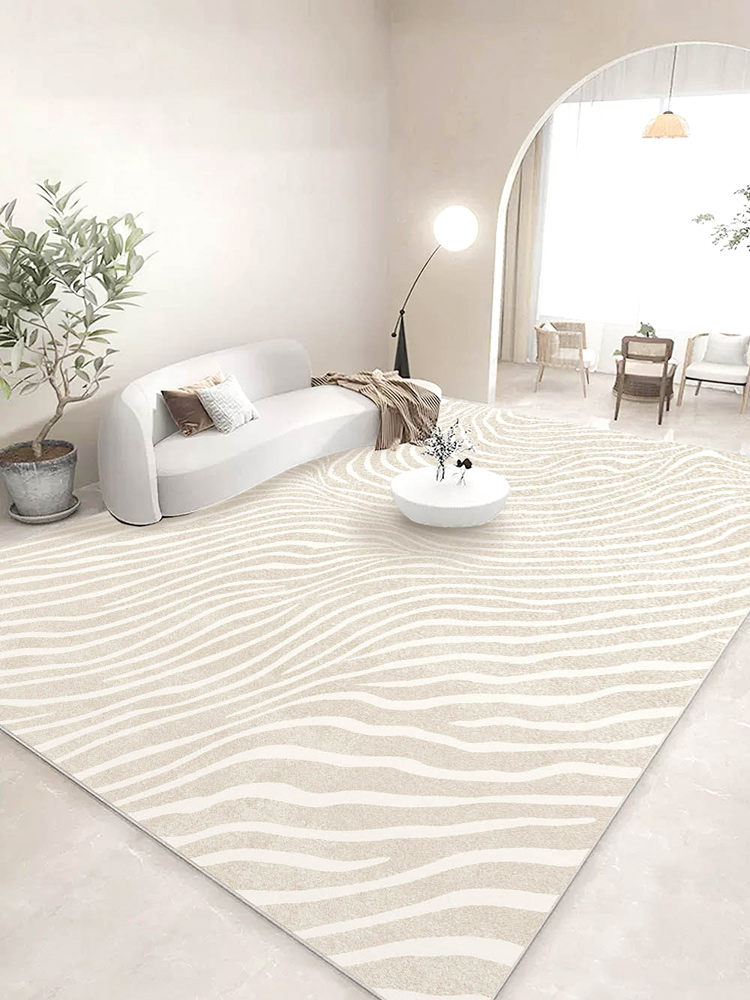 日式簡約風奶油色地毯 輕奢書房沙發床邊毯客廳臥室地墊