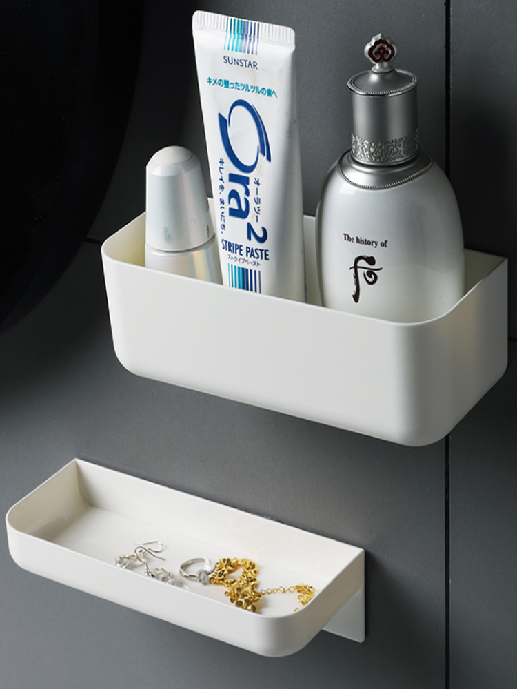 浴室壁掛式化妝品收納盒免打孔 日式風格 2層置物小掛盒 浴室放首飾眼鏡盒子