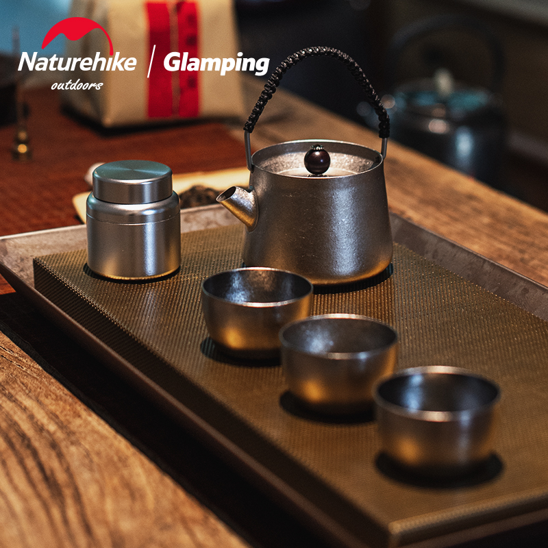 naturehike挪客野風純鈦茶具套裝戶外露營便攜燒茶圍爐煮茶小茶杯