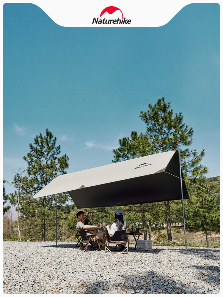 精緻露營風格 4x3m流金沙黑膠款方形天幕帳篷 防雨防曬遮陽棚