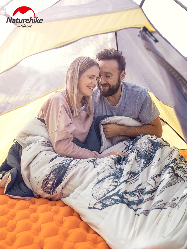 naturehike戶外防寒雙人睡袋情侶露營舒適好眠精緻露營風格內裡磨毛布料提供溫暖舒適睡眠體驗