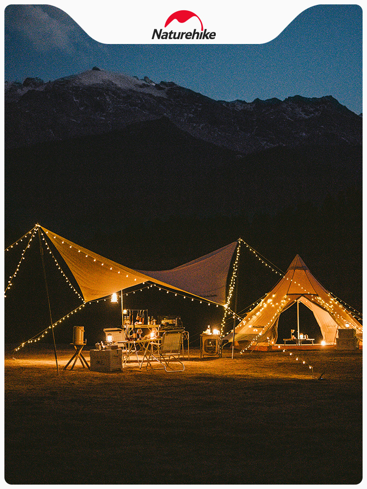 Naturehike露營氛圍燈帳篷天幕裝飾吊燈串燈太陽能充電燈