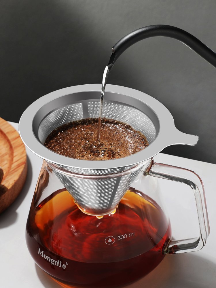 蜂窩款手沖咖啡濾杯不鏽鋼咖啡濾網套裝 家用或外出沖泡 (8.3折)