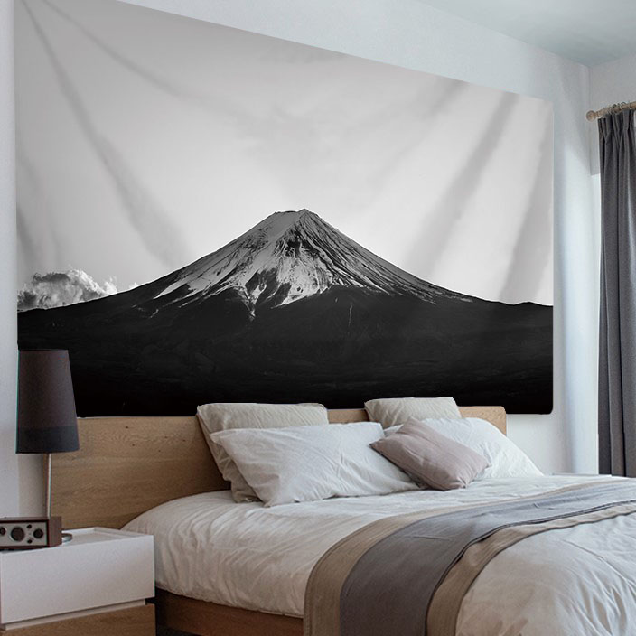 北歐風絨布富士山牆壁掛毯客廳臥室床頭背景裝飾畫壁布掛飾 (2.5折)