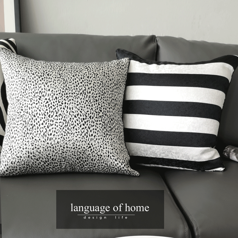 北歐簡約輕奢風黑白條紋靠枕豹紋斑馬紋靠包沙發客廳抱枕