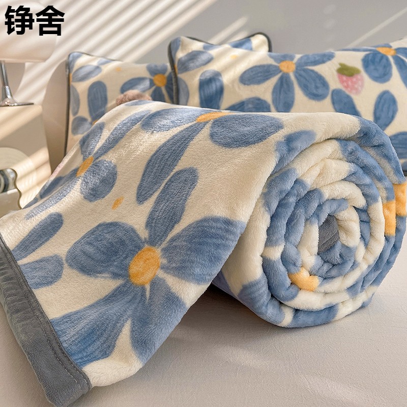 簡約現代風格錚舍珊瑚法蘭絨毛毯四季通用單人雙人毯珊瑚絨毯床單