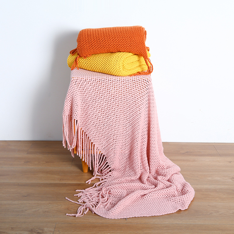 北歐純色蓋毯 針織毛毯 沙發午睡毯子 毛線床尾毯