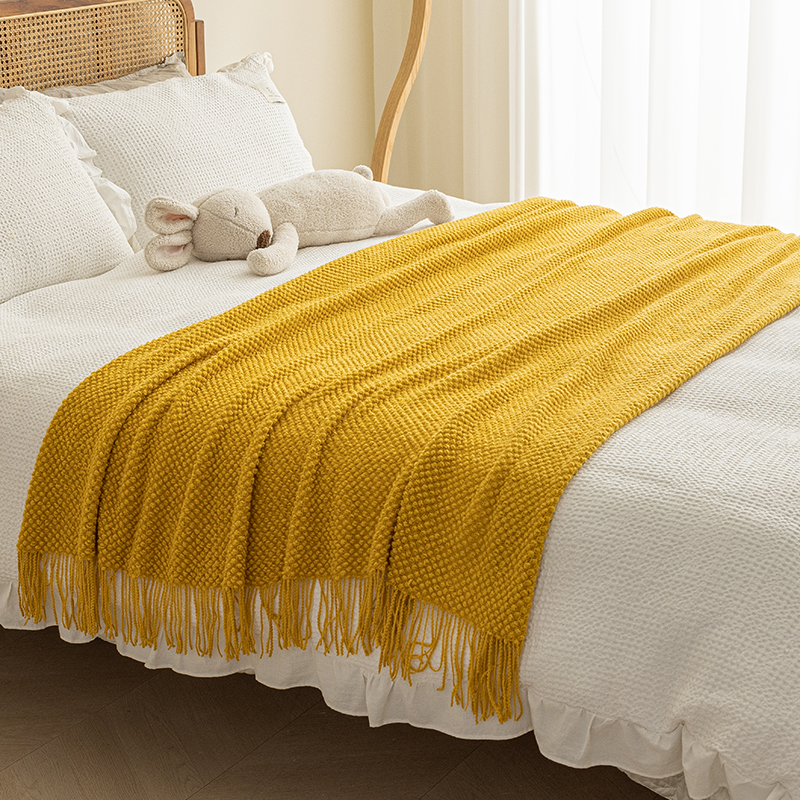 北歐風腈綸針織毯沙發毯純色裝飾沙發毯客廳臥室四季毯子