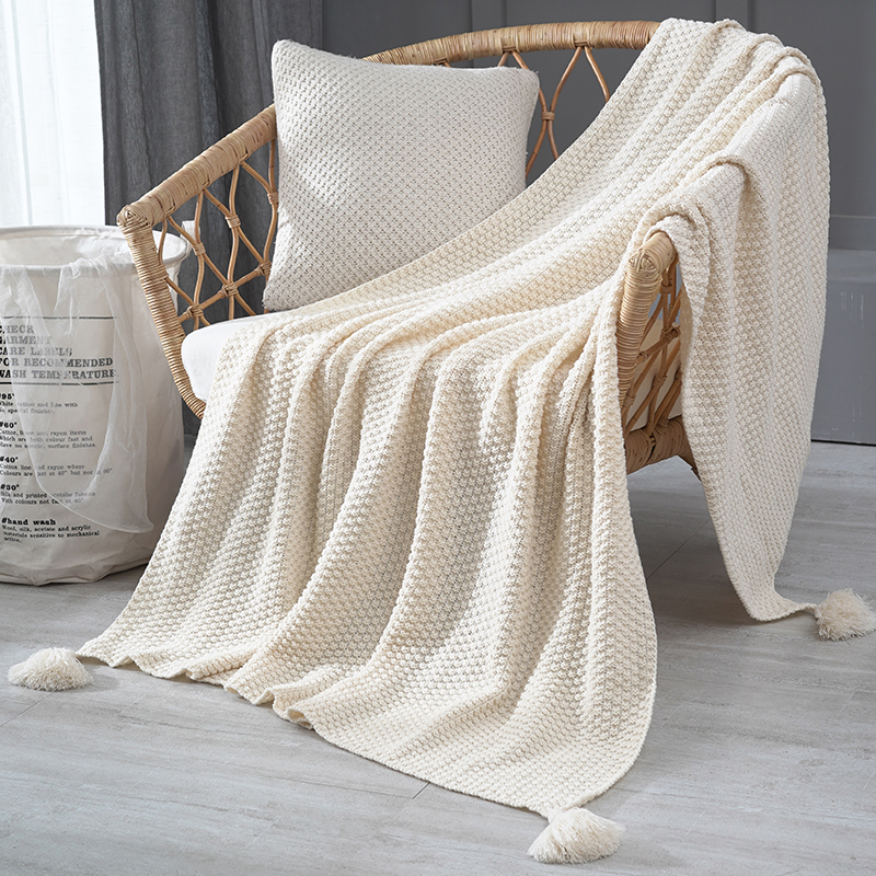 流蘇針織球毛線毯 北歐風格沙發蓋毯 午睡毯子 空調小毛毯