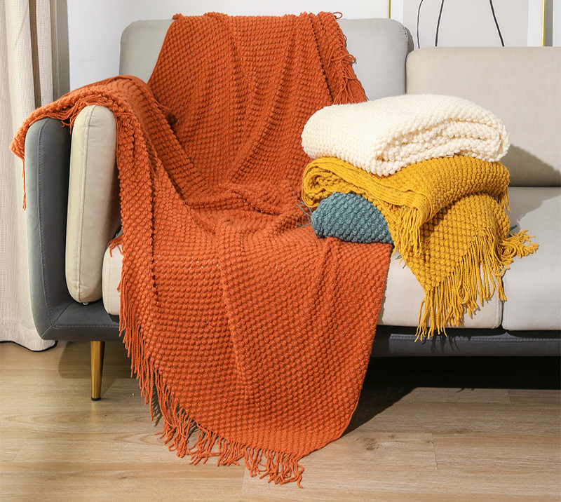 莫蘭迪色系針織毯 北歐風裝飾毯 沙發毯子 空調毯 披肩