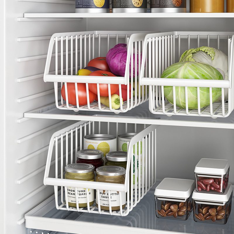 日式風格廚房冰箱內部分隔收納架蔬果保鮮易拉罐整理櫥櫃器材