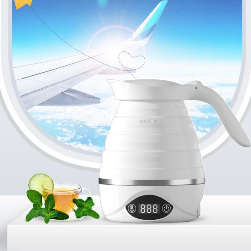 110v220v全球通用電熱水壺旅行折曡矽膠水壺觸摸燒水壺保溫熱水壺